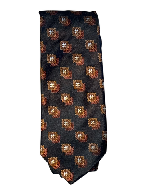 Canali Black & Orange Silk Medallion Men's Ties Black & Orange
