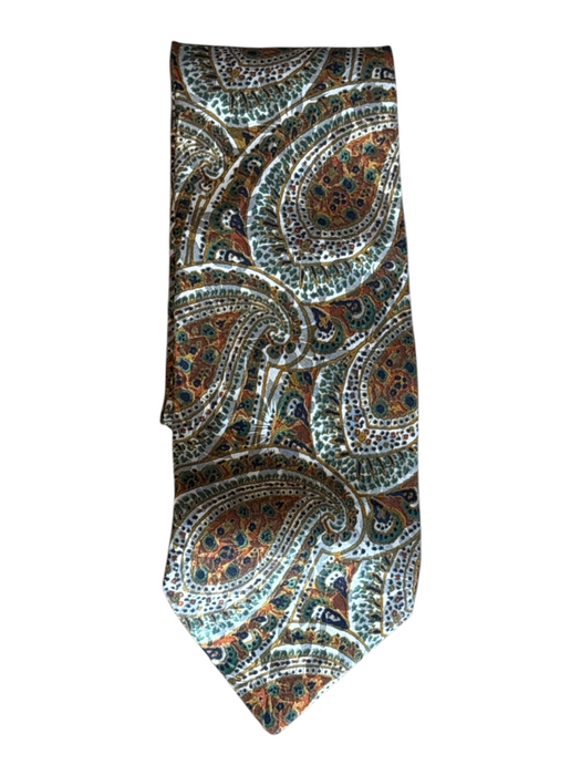 Fendi Brown & Green Silk Paisley Men's Ties Brown & Green