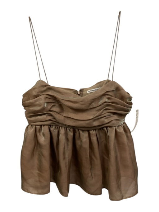 Reformation Size 6 Taupe Poly Blend Zip Back Spaghetti Strap Colour Shift Top Taupe / 6