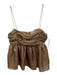 Reformation Size 6 Taupe Poly Blend Zip Back Spaghetti Strap Colour Shift Top Taupe / 6