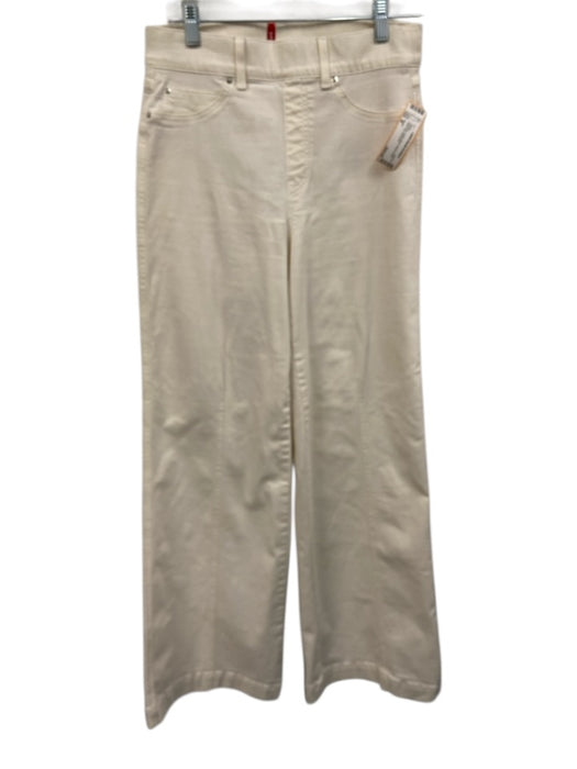 Spanx Size M Off White Cotton Blend Elastic Waist Wide Leg Jeans Off White / M