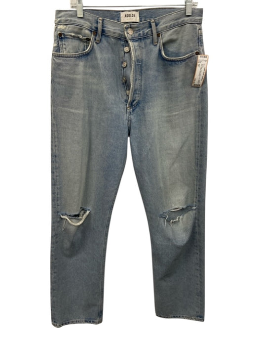 Agolde Size 29 Blue Wash Cotton Button Front Ripped Knee Faded Jeans Blue Wash / 29