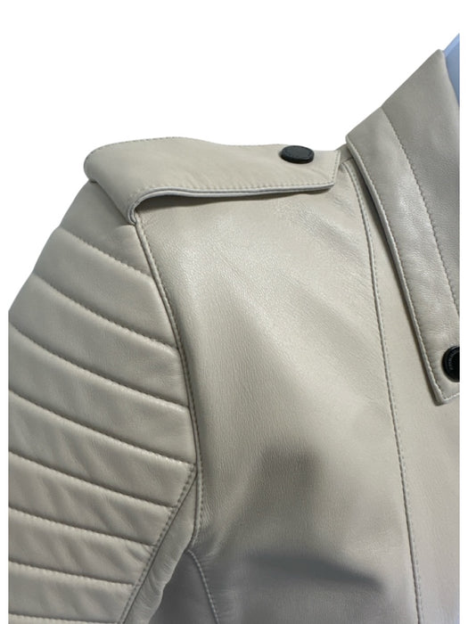 Burberry Size 8 Light Taupe Gray Lamb leather Moto Black Hardware Jacket Light Taupe Gray / 8