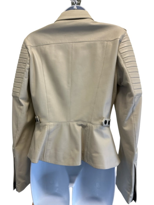 Burberry Size 8 Light Taupe Gray Lamb leather Moto Black Hardware Jacket Light Taupe Gray / 8