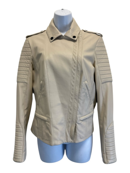 Burberry Size 8 Light Taupe Gray Lamb leather Moto Black Hardware Jacket Light Taupe Gray / 8