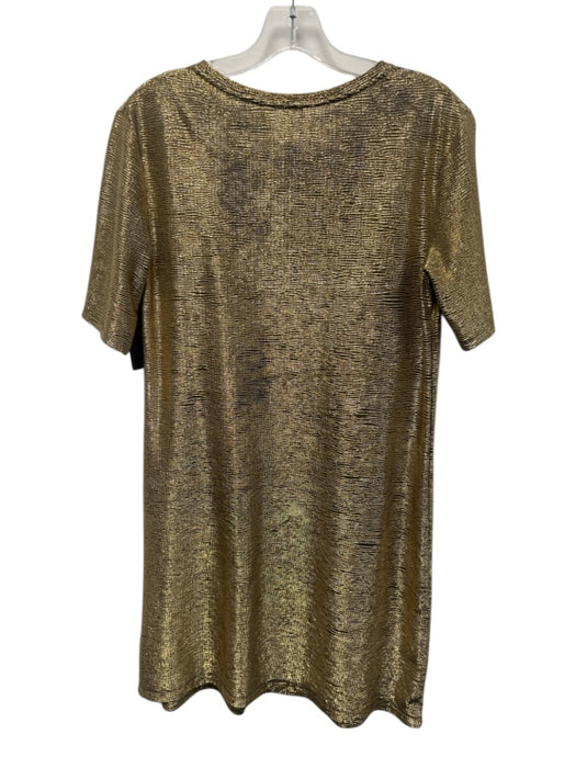 PS Paul Smith Size Small Gold Polyester Short Sleeve Metallic T-Shirt Dress Gold / Small