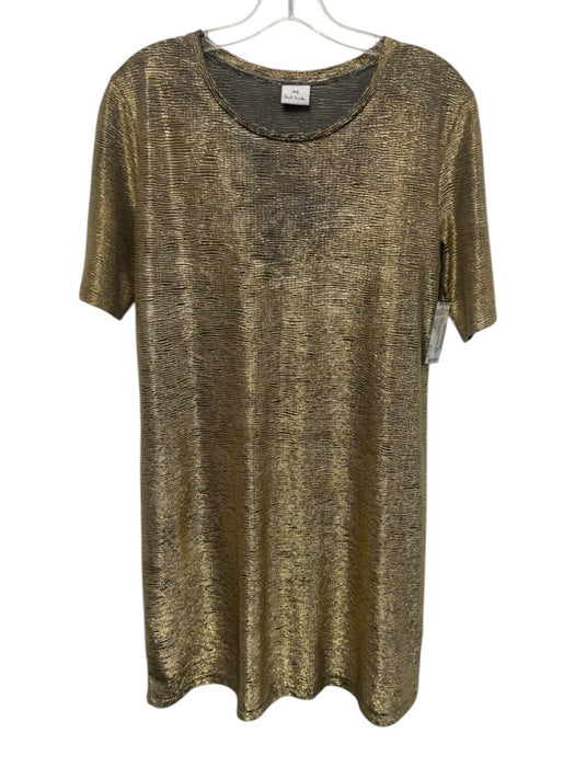 PS Paul Smith Size Small Gold Polyester Short Sleeve Metallic T-Shirt Dress Gold / Small