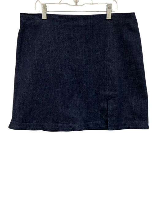 Maeve Size Large Dark Wash Cotton Blend High Rise Panther Side Slit Skirt Dark Wash / Large