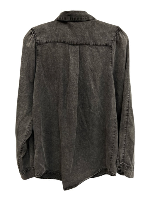 IKKS Size 38 Gray Lyocell blend Long Sleeve Stone Wash Button Front Quilted Top Gray / 38
