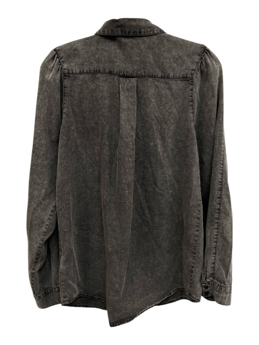 IKKS Size 38 Gray Lyocell blend Long Sleeve Stone Wash Button Front Quilted Top Gray / 38