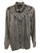 IKKS Size 38 Gray Lyocell blend Long Sleeve Stone Wash Button Front Quilted Top Gray / 38