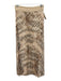 Ba&sh Size 2 Tan, Brown, White Polyester Blend Elastic Waist Pleated Maxi Skirt Tan, Brown, White / 2