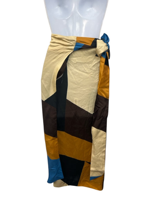 Editions Size 40 Blue, Brown, Orange & Purple Viscose Abstract Print Midi Skirt Blue, Brown, Orange & Purple / 40