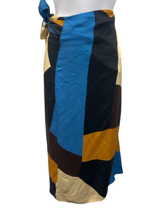 Editions Size 40 Blue, Brown, Orange & Purple Viscose Abstract Print Midi Skirt Blue, Brown, Orange & Purple / 40