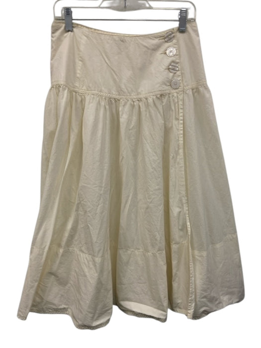 Maeve Size 8 Cream White Cotton High Rise Button Front Maxi Wrap Skirt Cream White / 8
