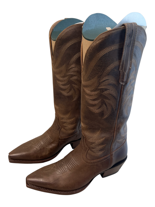 Tecovas Shoe Size 8.5 Brown Leather Cowboy Boot Pointed Toe Mid Heel Boots Brown / 8.5