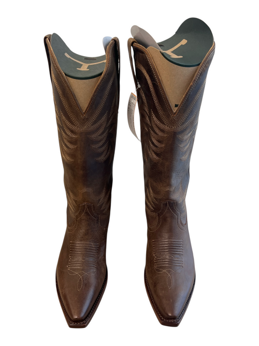 Tecovas Shoe Size 8.5 Brown Leather Cowboy Boot Pointed Toe Mid Heel Boots Brown / 8.5