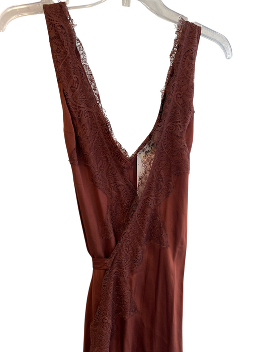 Nigel Preston x Free People Size 2 Brown Viscose Nylon Lace Trim Wrap Dress Brown / 2