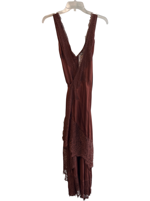 Nigel Preston x Free People Size 2 Brown Viscose Nylon Lace Trim Wrap Dress Brown / 2