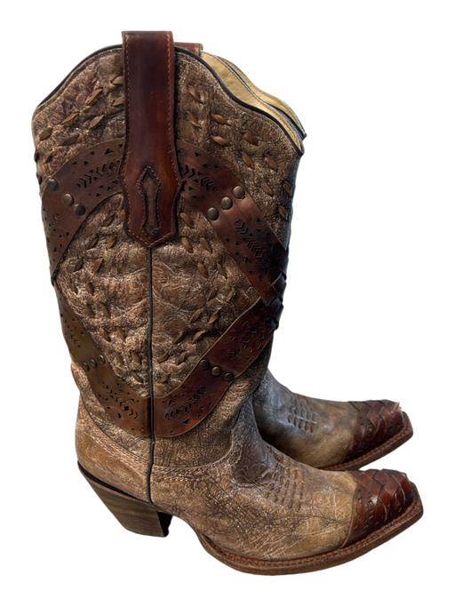 Corral Vintage Shoe Size 7 Brown Leather Laser Cut Distressed distressed Boots Brown / 7
