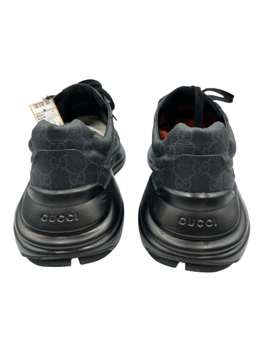 Gucci Shoe Size 12 Box Incl Black & Gray Leather Monogram Men's Shoes Black & Gray / 12