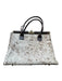 Brown & Taupe Leather Ostrich Pony Hair Detail Top Handle Structured Bag Brown & Taupe / M