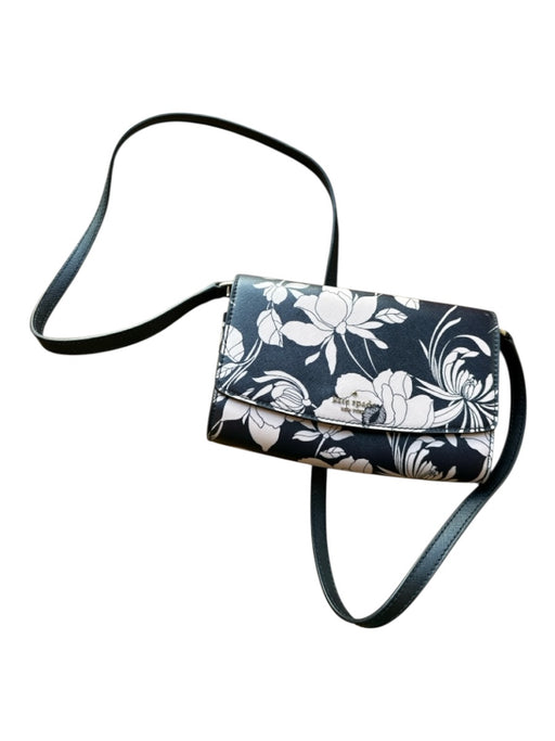 Kate Spade Black & Pink Leather Front Flap Flowers Crossbody Bag Black & Pink / S