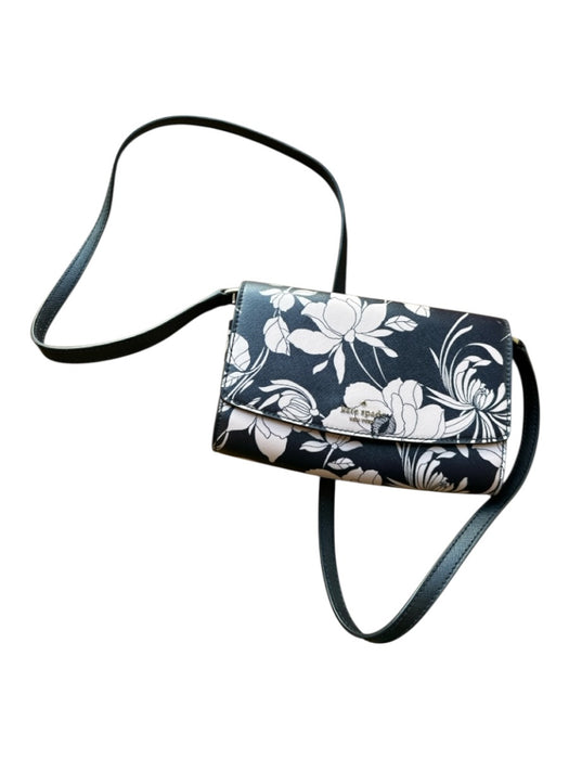 Kate Spade Black & Pink Leather Front Flap Flowers Crossbody Bag Black & Pink / S