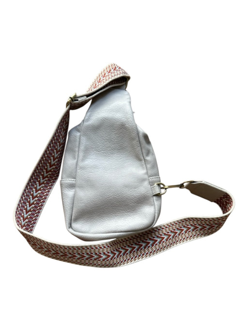 By Anthropologie Gray & Red Vegan Leather Zip Close Canvas Strap Backpack Bag Gray & Red / S