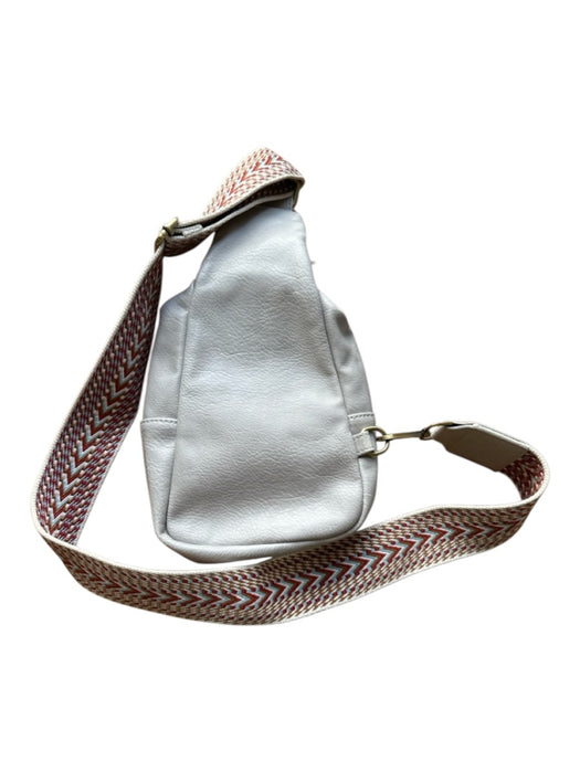 By Anthropologie Gray & Red Vegan Leather Zip Close Canvas Strap Backpack Bag Gray & Red / S