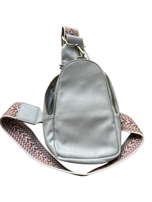 By Anthropologie Gray & Red Vegan Leather Zip Close Canvas Strap Backpack Bag Gray & Red / S
