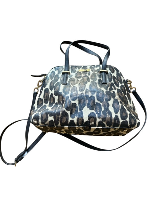 Kate Spade Black & Brown Leather Dome shaped Animal Print Top Handles Bag Black & Brown / M