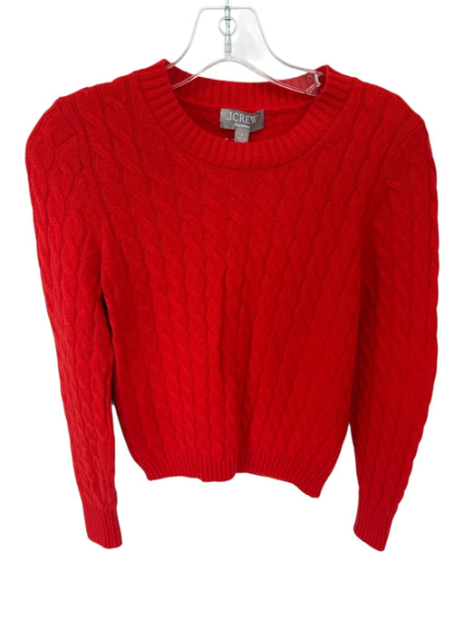 J. Crew Size S Tomato Cashmere Long Sleeve Cable Knit Crew Neck Sweater Tomato / S