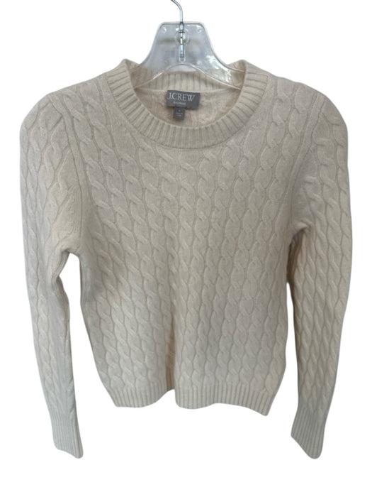 J. Crew Size S Cream Cashmere Long Sleeve Cable Knit Crew Neck Sweater Cream / S