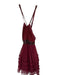 Free People Size 2 Maroon Tulle Halter Neck Beaded Ruffles Dress Maroon / 2