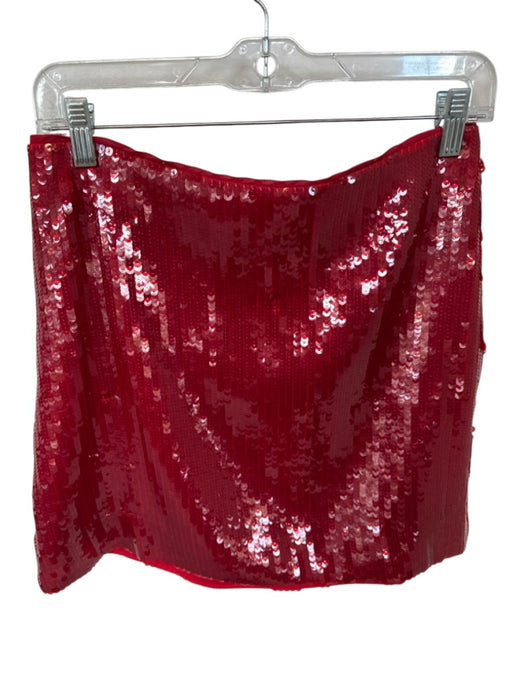 J Crew Collection Size 4 Red Polyester Sequins Back Zip Mini Skirt Red / 4