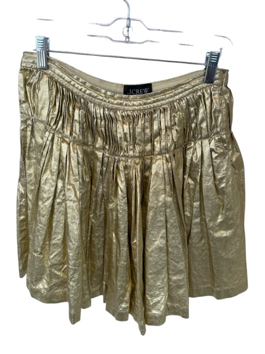 J Crew Collection Size 4 Gold Linen Coated Smocked Waist Metallic Mini Skirt Gold / 4