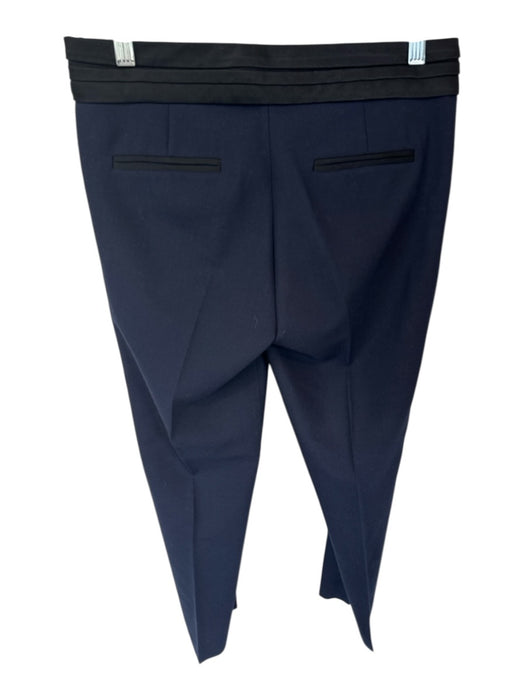 J Crew Collection Size 6 Navy & Black Wool Blend Side Zip Waist Detail Pants Navy & Black / 6