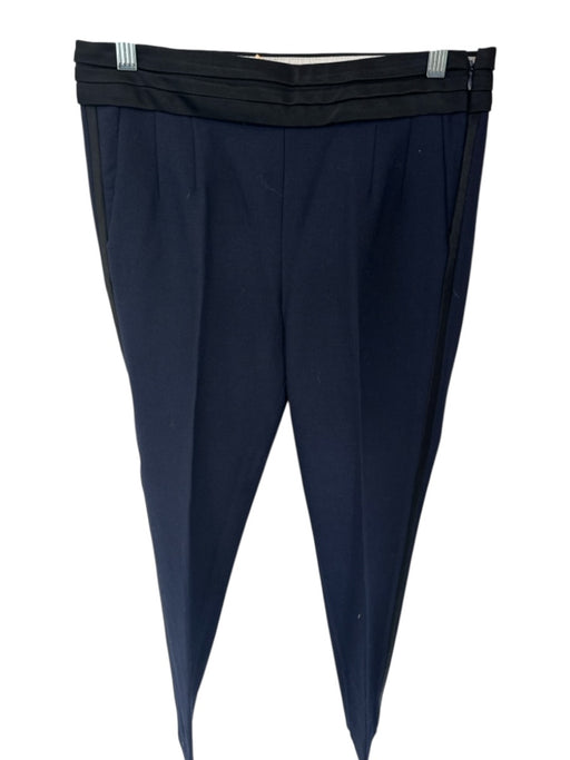 J Crew Collection Size 6 Navy & Black Wool Blend Side Zip Waist Detail Pants Navy & Black / 6