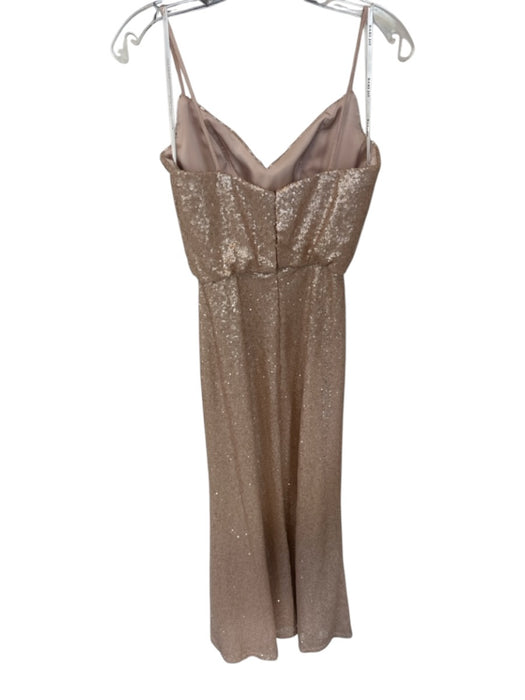 Bari Jay Size 2 Rose Gold Sequin Spaghetti Strap Boning Back Zip Gown Rose Gold / 2