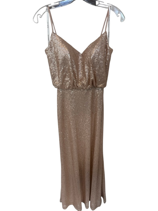 Bari Jay Size 2 Rose Gold Sequin Spaghetti Strap Boning Back Zip Gown Rose Gold / 2