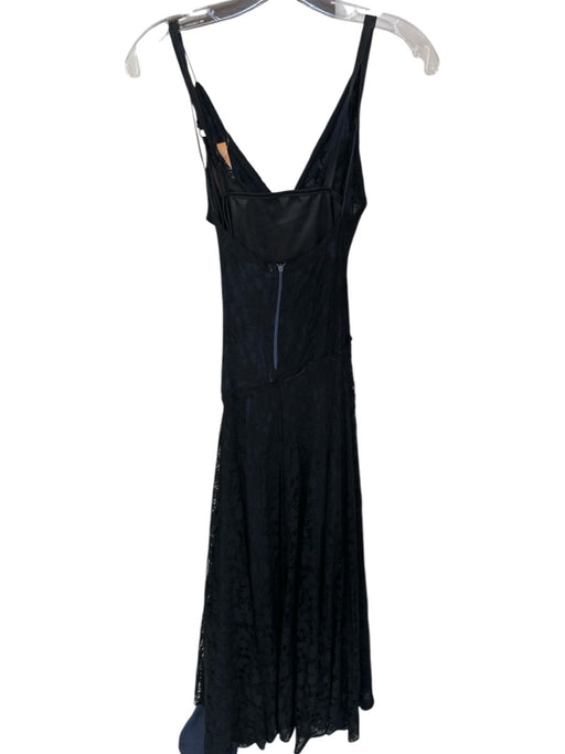 Size Est S Navy & Black Lace Spaghetti Strap Gathered Slip Gown Navy & Black / Est S