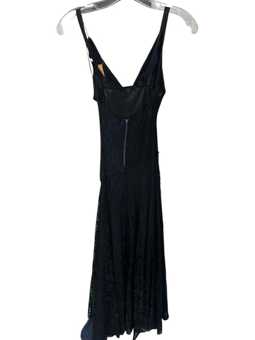Size Est S Navy & Black Lace Spaghetti Strap Gathered Slip Gown Navy & Black / Est S