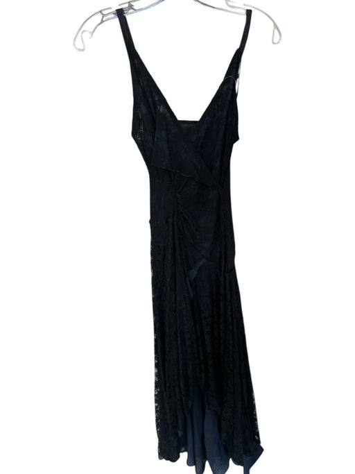 Size Est S Navy & Black Lace Spaghetti Strap Gathered Slip Gown Navy & Black / Est S