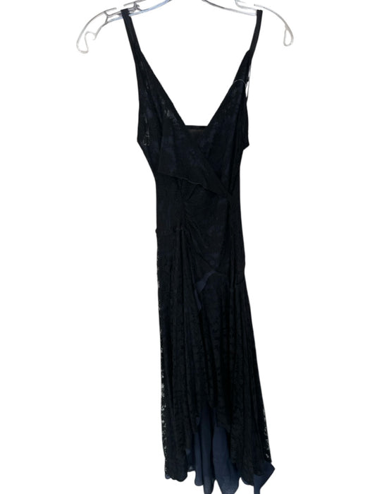 Size Est S Navy & Black Lace Spaghetti Strap Gathered Slip Gown Navy & Black / Est S
