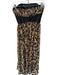La Femme Size 0 Tan & black Polyester Strapless Animal Print Pleated Gown Tan & black / 0