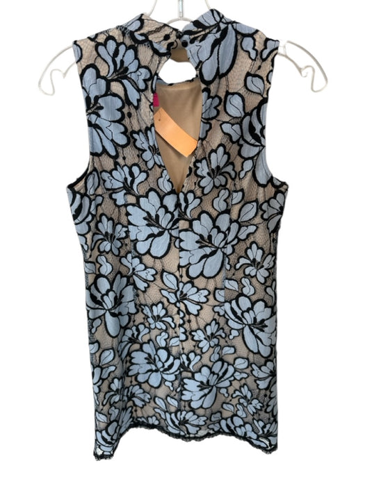 Plenty by Tracy Reese Size 2 Blue & Black Lace Sleeveless Flowers Dress Blue & Black / 2