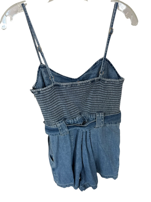 Show Me Your Mumu Size M Med Light Wash Cotton Blend Spaghetti Strap Romper Med Light Wash / M