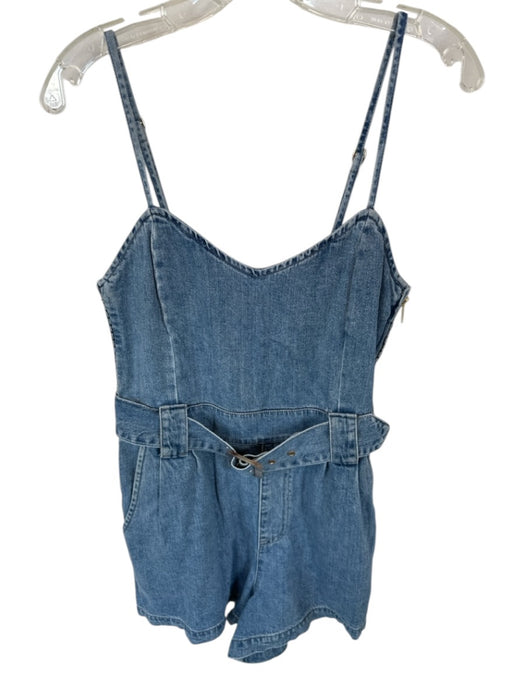 Show Me Your Mumu Size M Med Light Wash Cotton Blend Spaghetti Strap Romper Med Light Wash / M