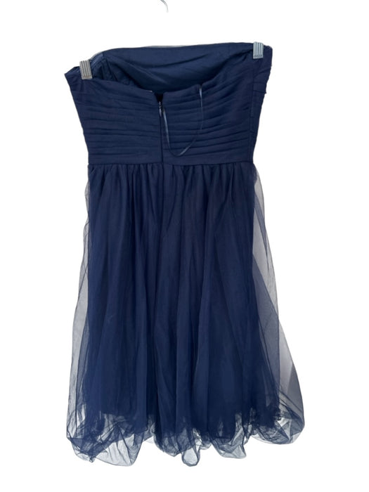 J. Crew Size 0 Navy Tulle Strapless Pleat Detail Back Zip Tea Length Gown Navy / 0